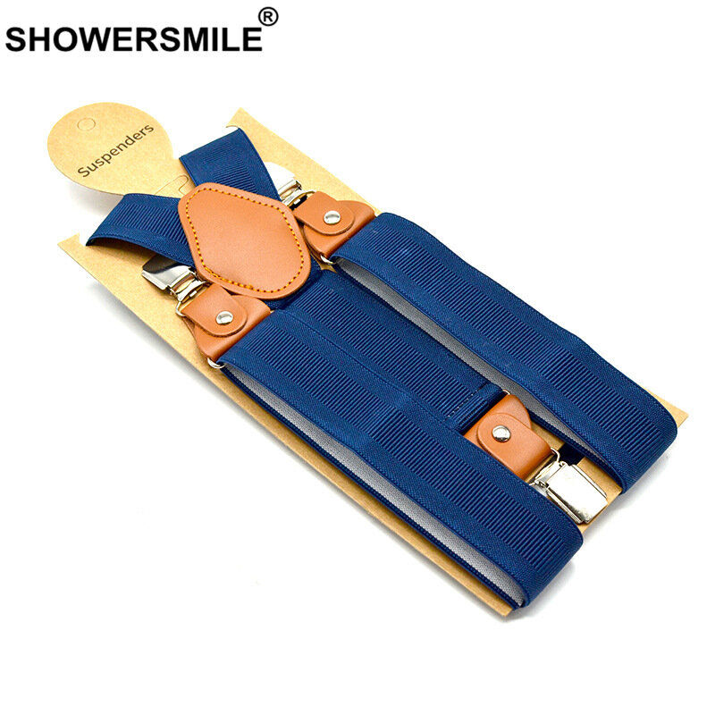 Bretelles réglables élastiques pour hommes, bretelles larges pour adultes, ceinture de surintendant pour hommes, bleu marine, solide, 120cm x 3.5cm