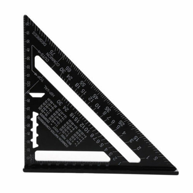 Righello triangolare 7 pollici angolo in lega di alluminio goniometro velocità metrico quadrato righello di misurazione per la costruzione di strumenti per cornici calibri