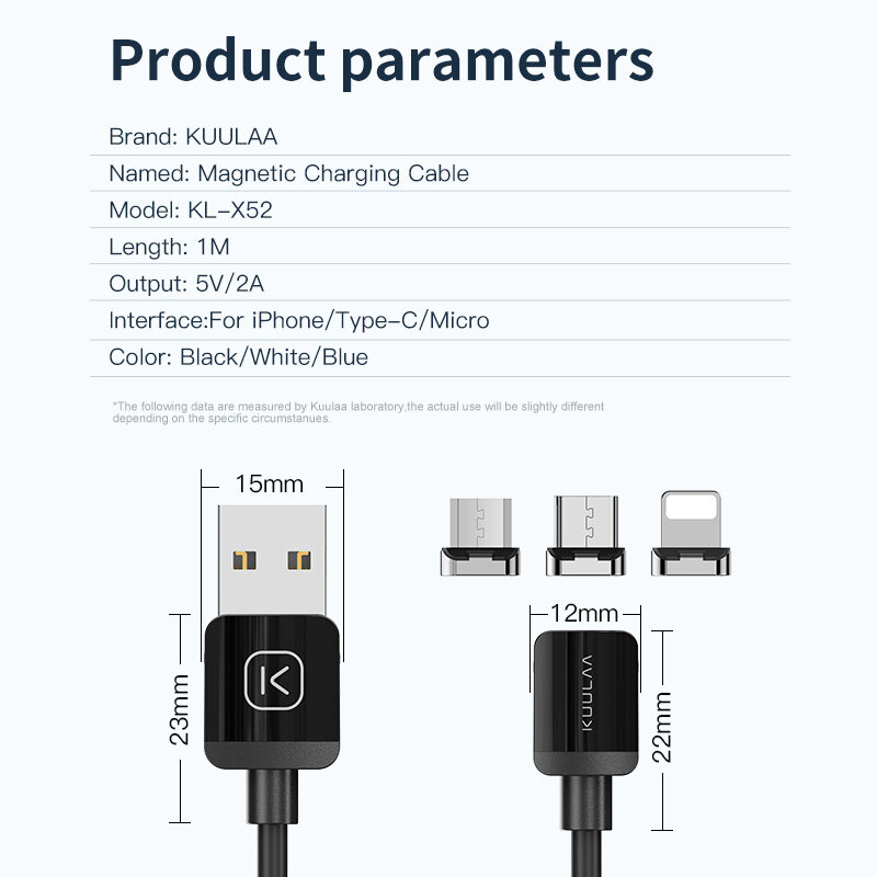 KUULAA – câble Micro USB/type-c magnétique pour recharge de téléphone, compatible avec iPhone Xiaomi poco x3 pro f3