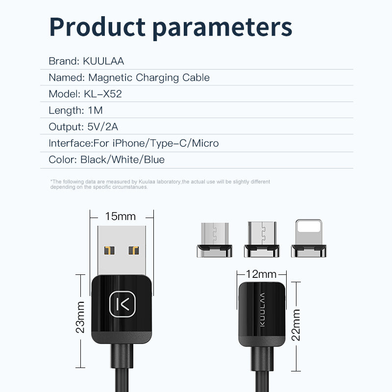 KUULAA Từ Cáp USB Loại C Dây Micro USB C Cho iPhone Xiaomi Poco X3 Pro F3 Điện Thoại Nam Châm dây Sạc USBC Dây