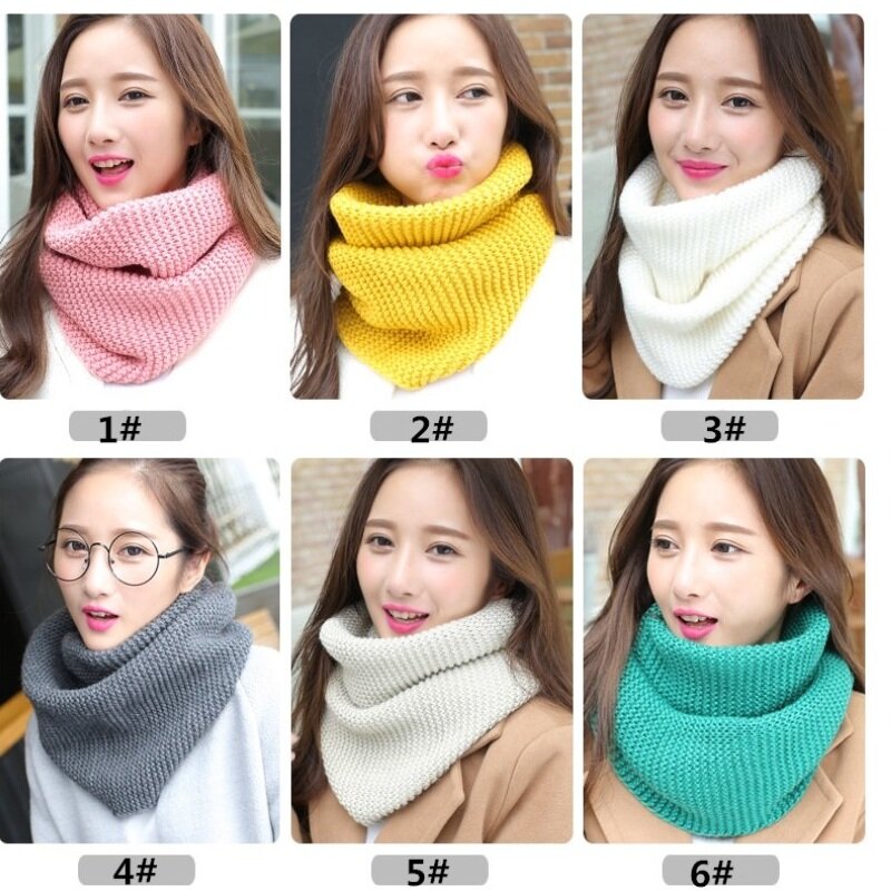 VISROVER Color Scarves Women Winter Knitted Lic Scarf Warm Infinity Snood Ladies Ring Loop Scarf Fashion Unisex Circle Neckchief
