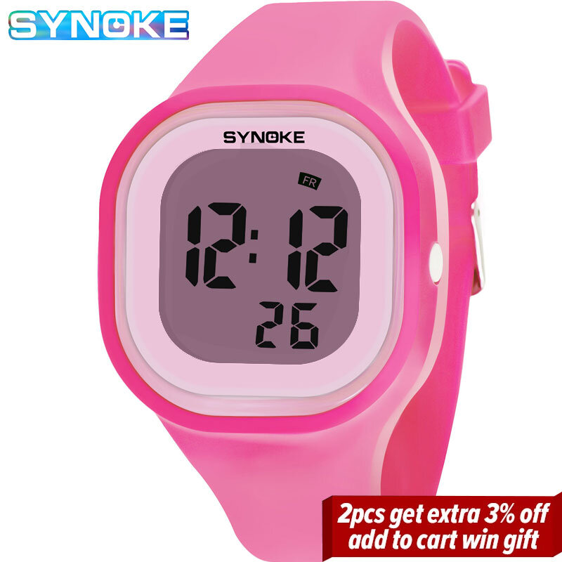 SYNOKE Brand Children Watch Fashion Kids Watches Boys Alarm LED Digital Watch For Kids Children Student Waterproof Wristwatch