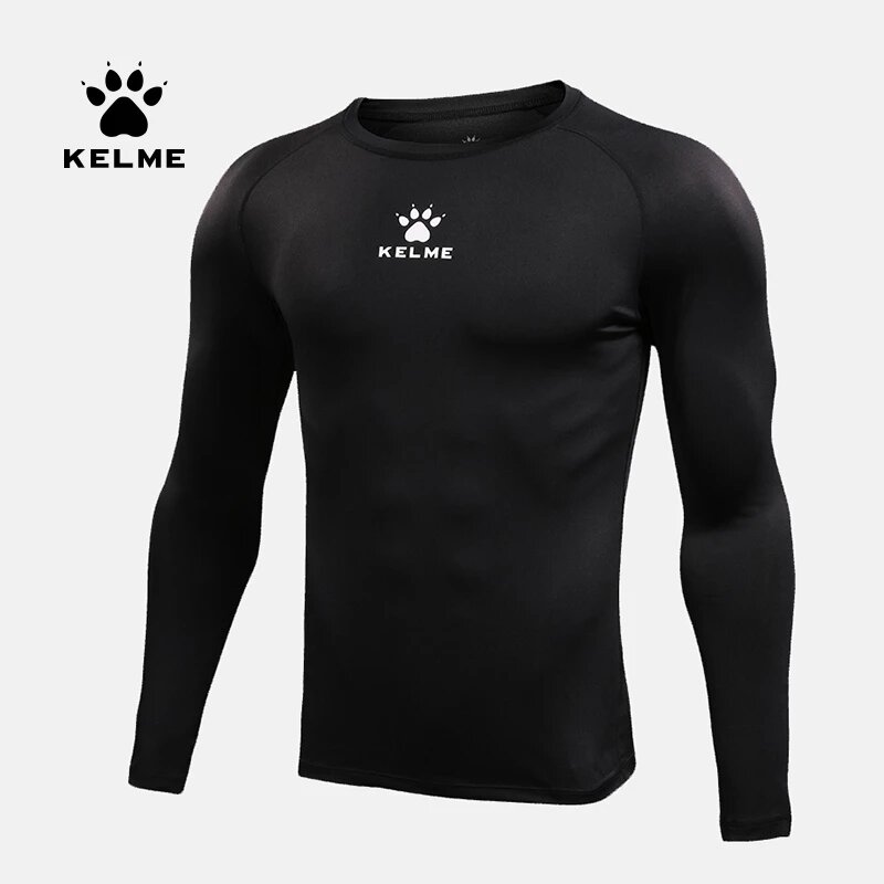 KELME Compression Tights Mens Long-Sleeved Sports Soccer Fitness Quick-Drying Training Football Kids Fleece Base Shirt 3891113-1