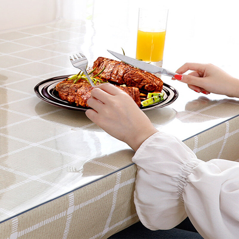 Mantel de Mesa de PVC Transparente, Estera Impermeable con Patrón de Cocina, Cubierta Suave de Vidrio, 1mm