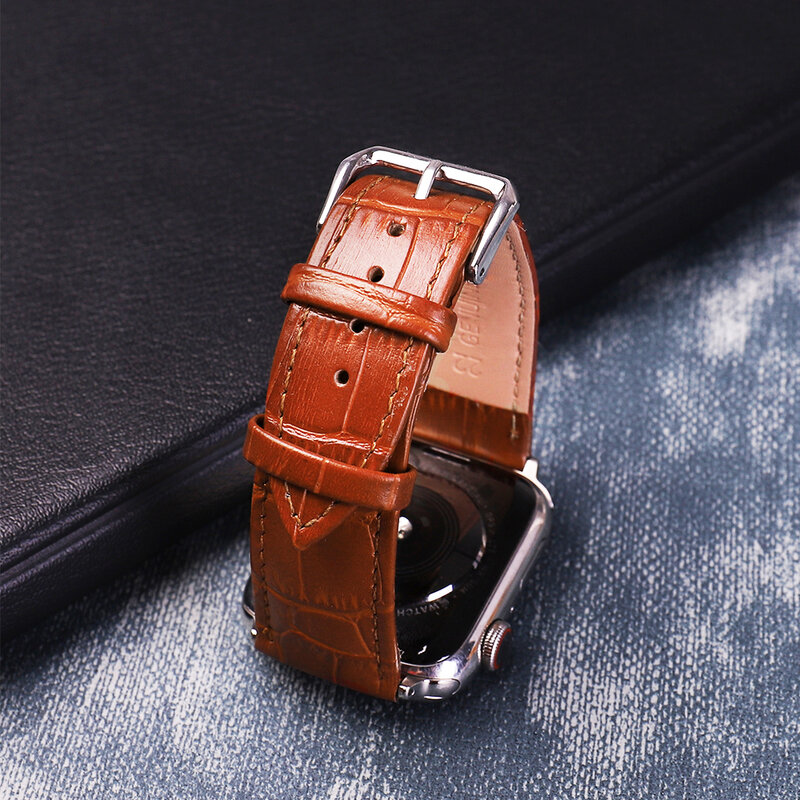 Bracelet en cuir pour Apple Watch Series 5 4 3 2 1 Bracelet pour Iwatch 38mm 42mm Bracelet poignet pour 44mm 40mm Bracelet accessoires