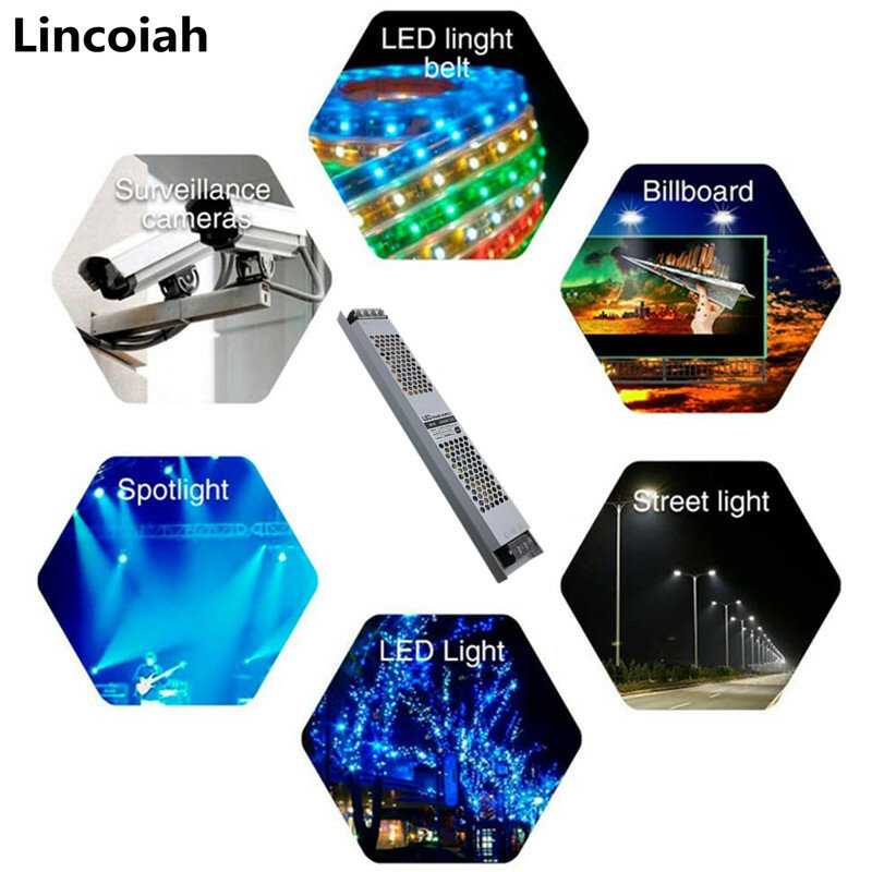 رقيقة جدا LED امدادات الطاقة تيار مستمر 12 فولت 24 فولت الإضاءة المحولات 60 واط 100 واط 150 واط 200 واط 300 واط 400 واط 500 واط واط AC190-240V سائق لشرائط LED