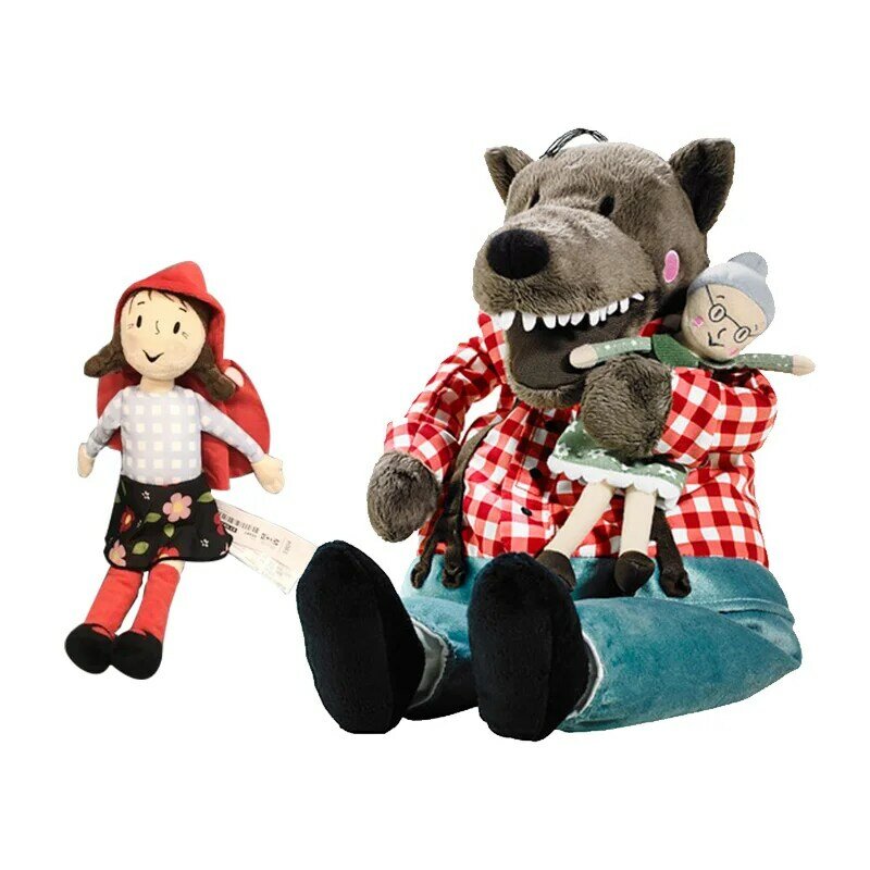 Tidak Ada Merek Boneka Mewah Nenek Serigala Kecil Berkerudung Merah Mainan Mewah Boneka Serigala dan Nenek untuk Hadiah Anak-anak