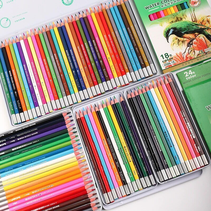 TRUE COLOR 4576/4586 Water-soluble Colored Pencil 12/18/24/36/48 Colors Graffiti Hand-painted Lapis De Cor Beginner Art Supplies