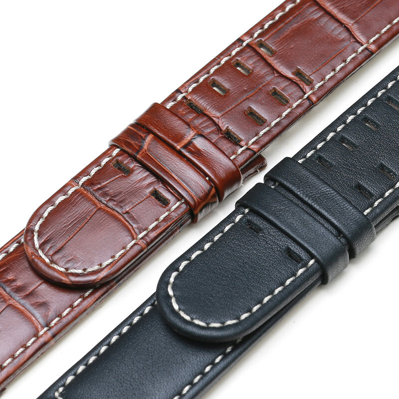 Pesno genuína pele de bezerro pulseira relógio de couro adequado para hamilton cáqui aviação textura suave cinta grão bambu pulso