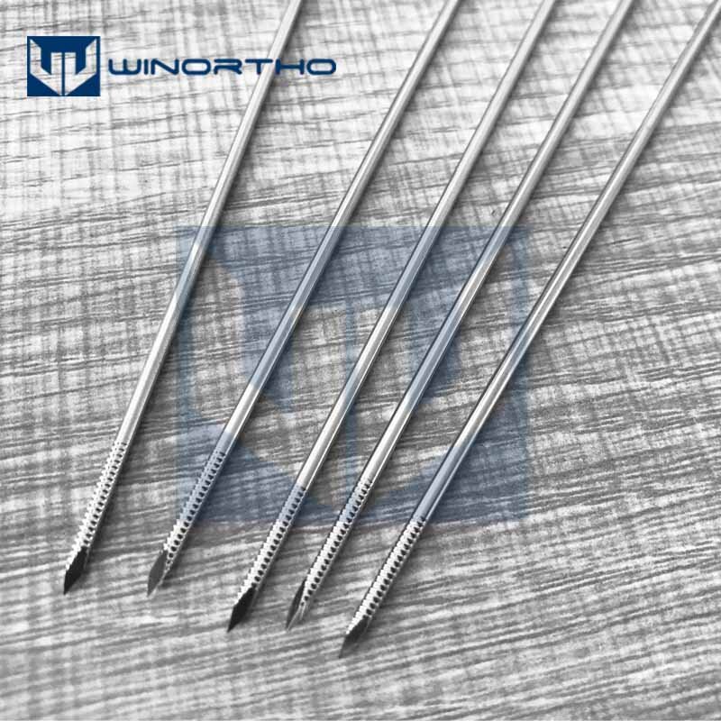 10pcs 1.0mm-4.0x250mm long Nice Stainless steel partial threaded Kirschner wires Veterinary orthopedics Instruments