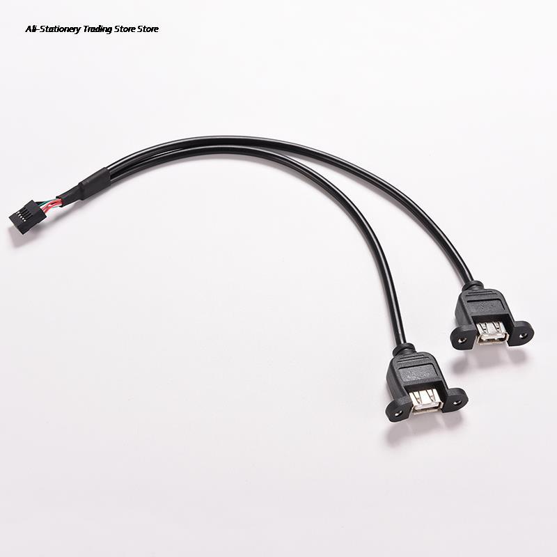 A Female To Internal 9 Pin Adaptor Header Kecepatan Tinggi 30Cm/1FT 2 Dual Port USB PCB Kabel Motherboard untuk PC MainBoard
