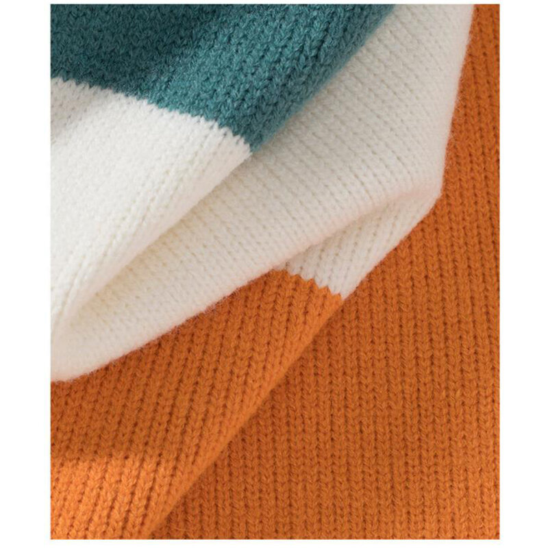 Sweter Musim Gugur Musim Dingin Pria 2021 Sweter Rajutan Pria Longgar Perca Warna Pulover Mode Korea Pakaian Gaya Harajuku Tebal