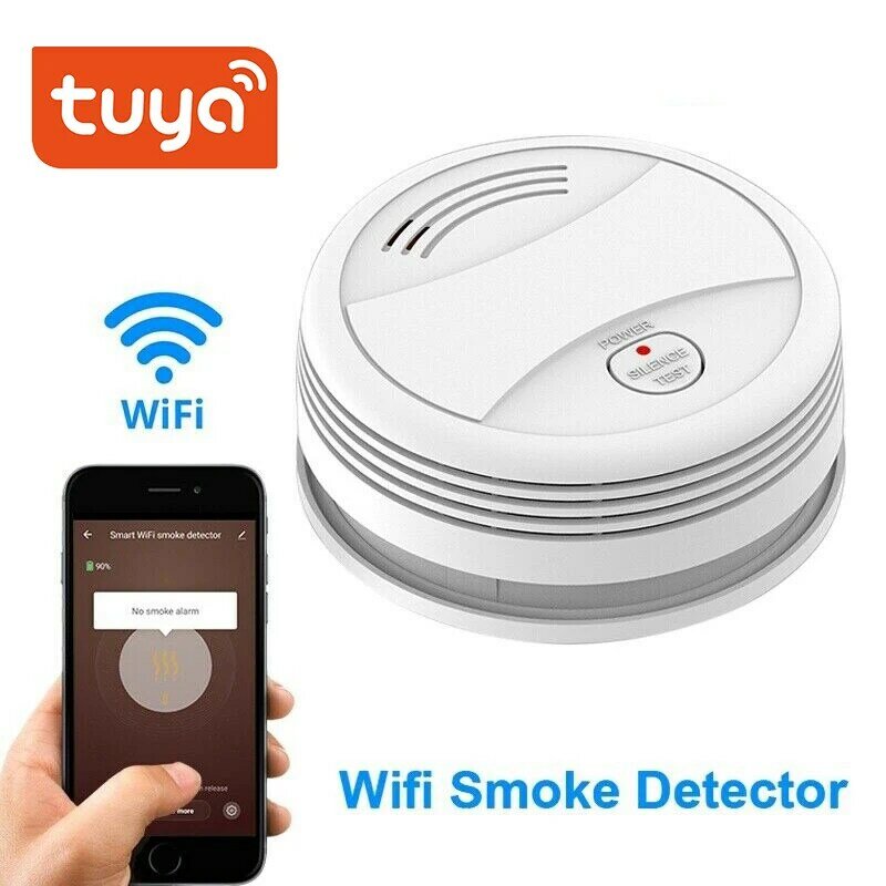 Смарт-датчик дыма Tuya, Wi-Fi детектор дыма, 80 дБ, управление через приложение