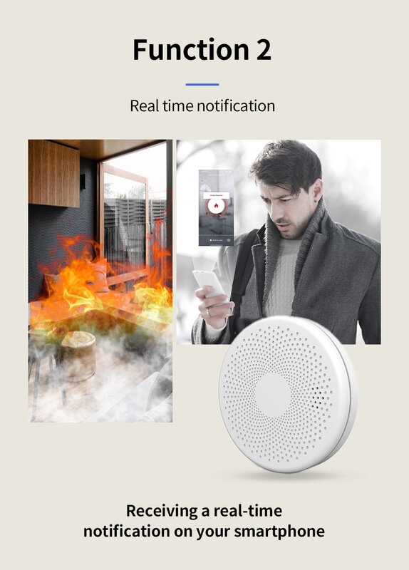 Detector de humo inteligente de monóxido de carbono, alarma de incendios, Sensor 2 en 1, protección de seguridad para el hogar, Control por aplicación Tuya, WIFI