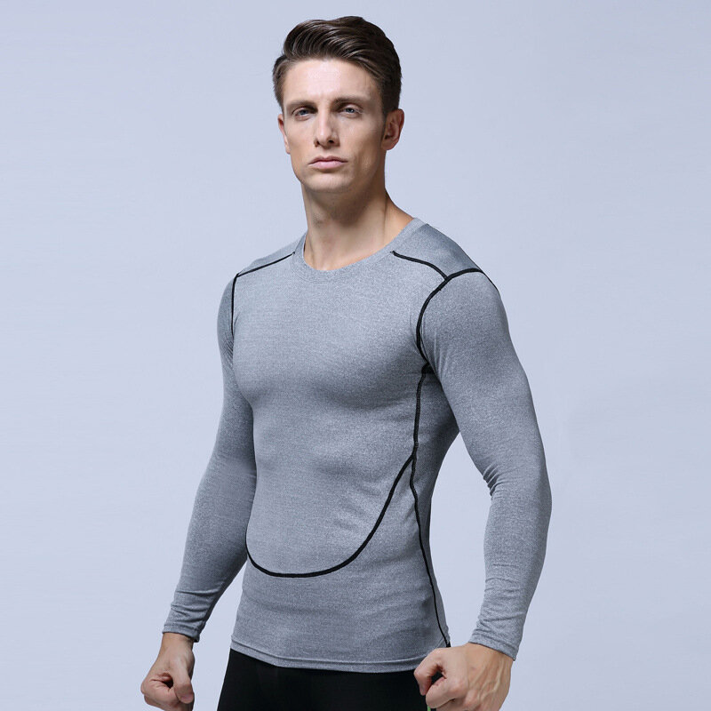 Esportes masculinos apertados correndo roupas de fitness absorvente de suor respirável basketball wear secagem rápida compressão roupas topos