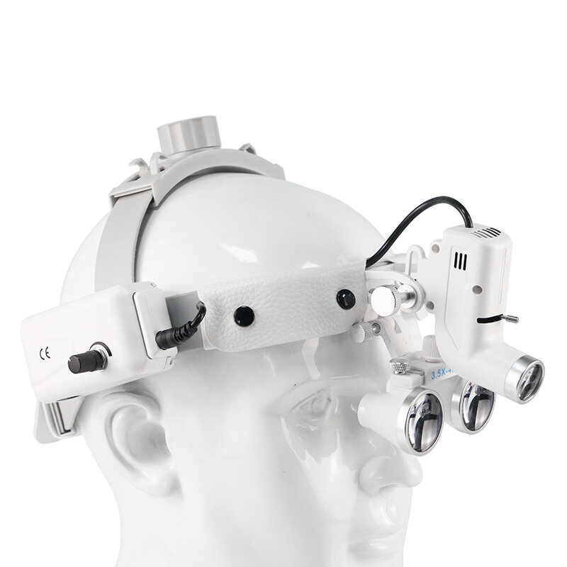 Lupa quirúrgica Binocular con lámpara frontal, lupa Dental con faro LED, foco médico, 5W, 3,5x