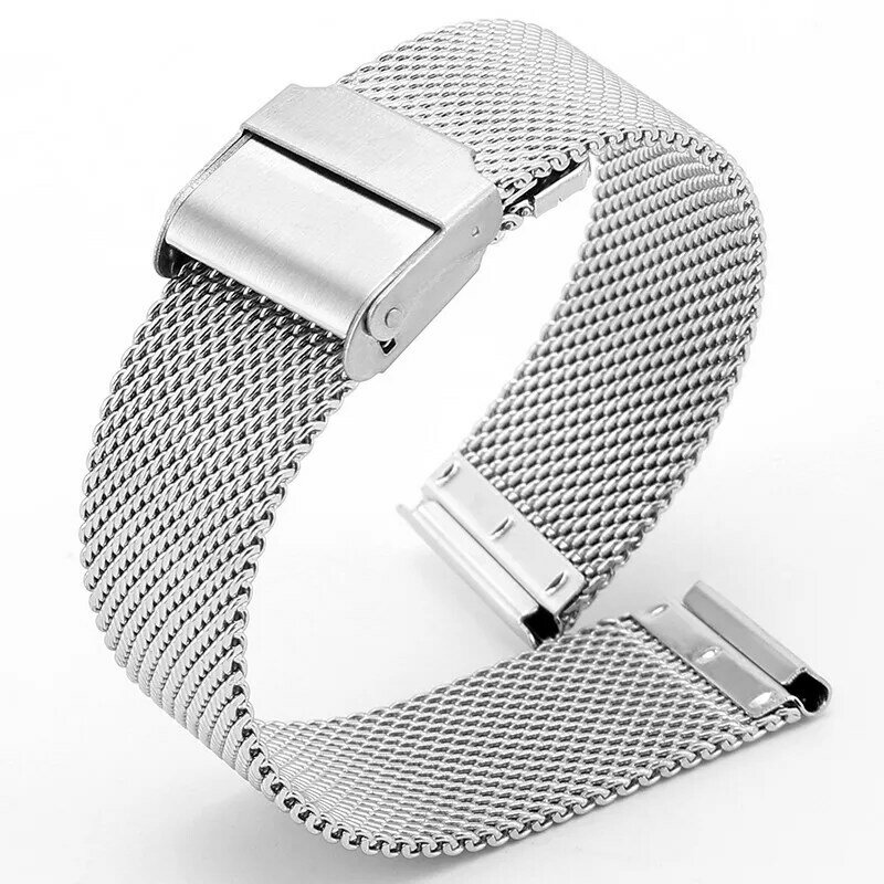 สายนาฬิกาข้อมือ14มม.ถึง24มม.โลหะตาข่ายเหล็กสายหนังนาฬิกาข้อมือสายนาฬิกาข้อมือคู่ความปลอดภัย Buckle สำหรับ Daniel Wellington Dior นาฬิกา