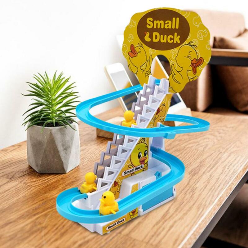 Mainan Anak Tangga Panjat Bebek Elektrik Set Mainan Roller Coaster Mainan Anak Tangga Memanjat Musik Lampu Listrik Mainan Anak-anak