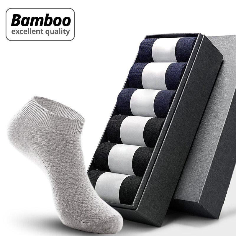 Hss meias de fibra de bambu, meias masculinas de 5 tamanhos de fibra de bambu, meias curtas no tornozelo para inverno, verão, meias respiráveis de alta qualidade