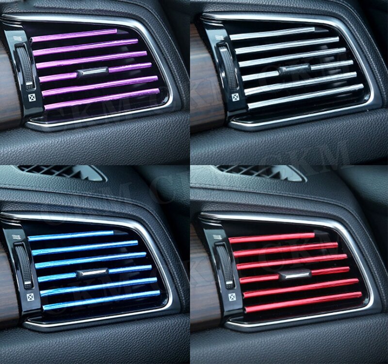 Outlet AC Modifikasi Mobil Klip Strip Dekoratif Warna Krom Cerah Electroplating Bentuk U untuk Mobil Universal 10 Buah