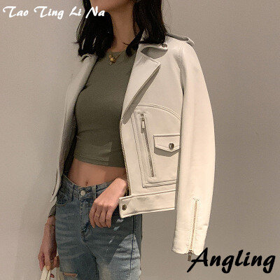 Tao Ting Li Na-Chaqueta de piel de oveja auténtica para mujer, chaqueta de primavera, R1
