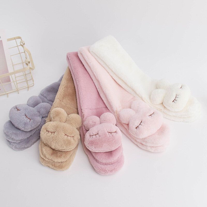 Cartoon Rabbit Thick Warm Newborn Neck For Baby Girl Boy Winter Solid Color Children Infant Scarf Soft Plush Baby Scarf