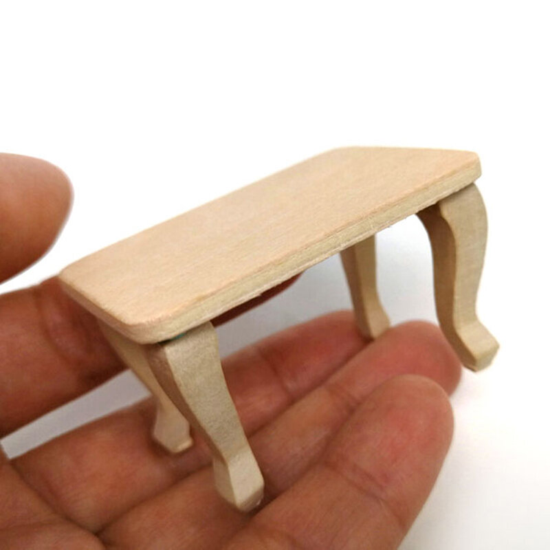 Mini Wooden Table Furniture Toys 1:12 Dollhouse Miniature Accessories DIY Doll House Decor Baby For Children Toys