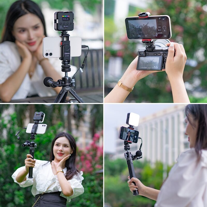 Ulanzi ST-06S Phone Holder Mount Clamp Clip Horizontal and vertical Shooting for Smartphone Cold Shoe Mount Video Light Mic