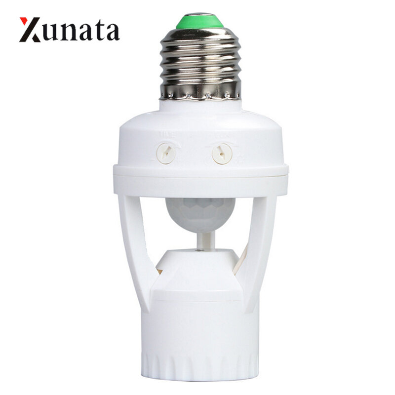 Soquete conversor lâmpada led e27 com sensor de movimento pir, base de lâmpada inteligente soquete