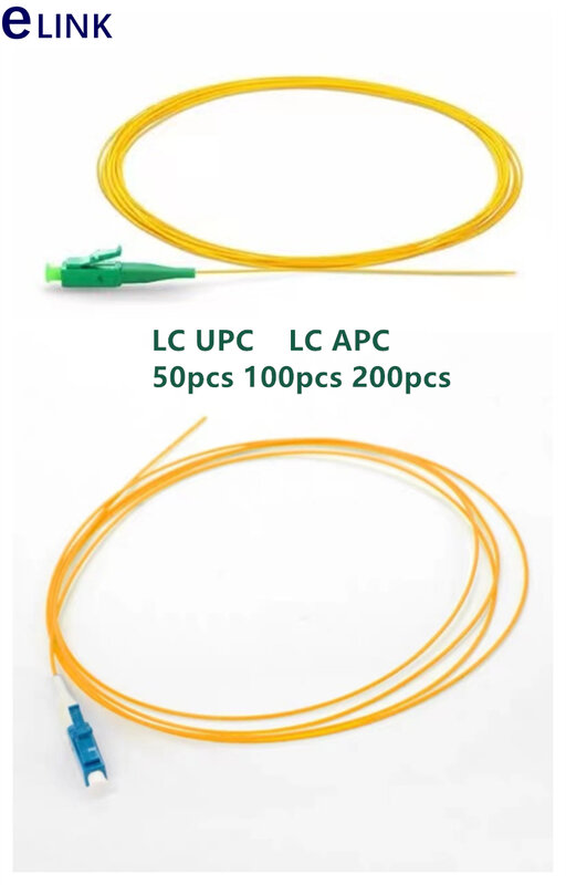 50pcs100pcs200pcs LC fiber pigtails 0.9mm SM LC/UPC LC/APC 1.5m optical fibre pigtail yellow cable 9/125um OS1 OS2 free Shipping