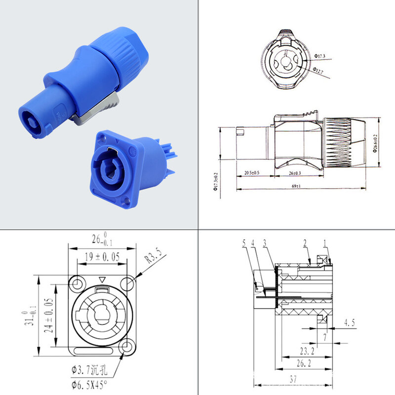 1Pc 20A Powerconแชสซี3พินNAC3MPA-1 NAC3MPB-1หญิงซ็อกเก็ตขั้วต่อสำหรับเจาะไฟฟ้าLEDเวทีไฟ