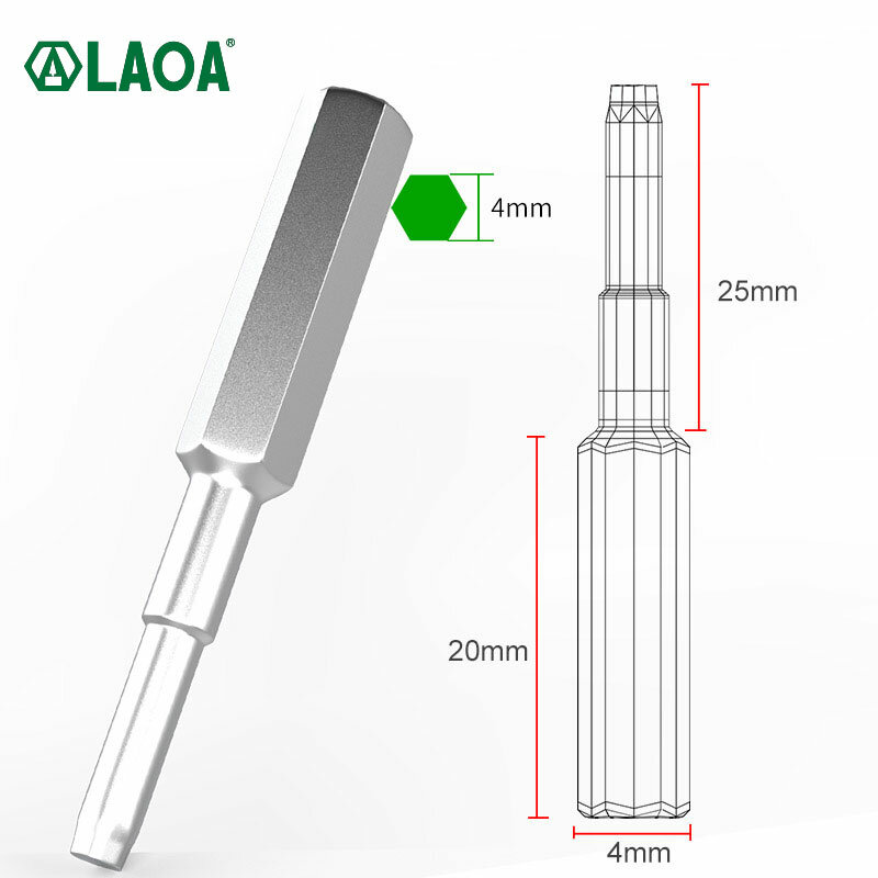 LAOA-broca de destornillador de alta precisión, herramientas manuales de acero S2 de alta calidad, 1 pieza, 4mm