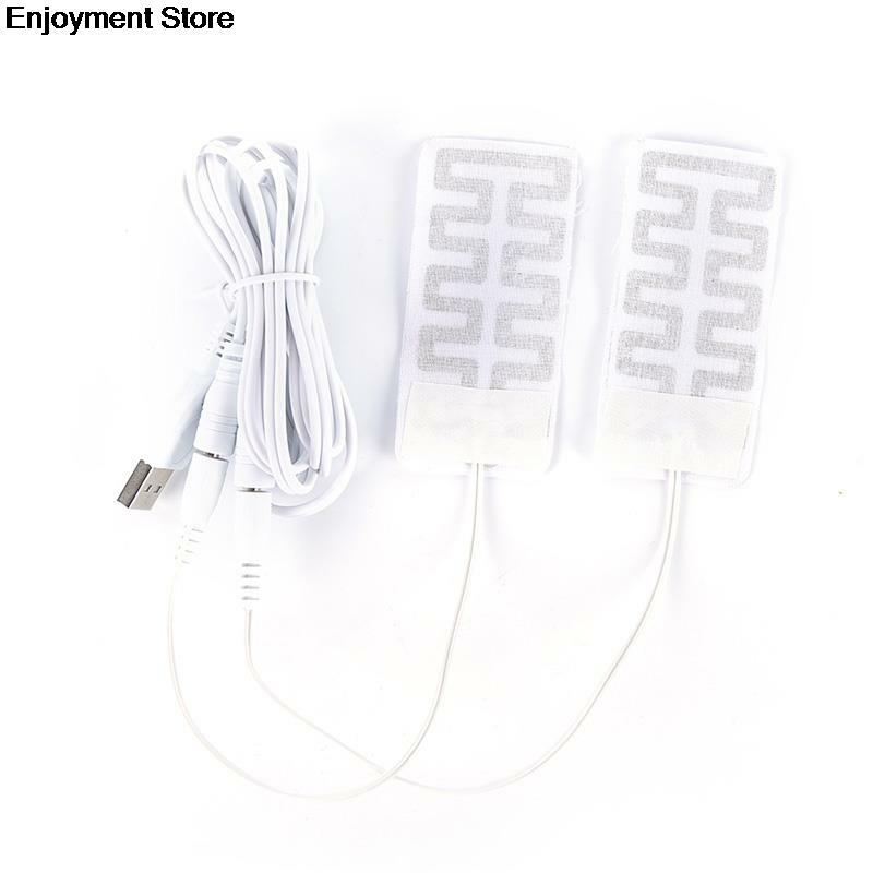 1 para 5 V USB podgrzewane skarpety z włókna węglowego klocki elektrycznie podgrzewane wkładki zimowe ciepłe ramię ręce talia podgrzewane rękawiczki 5*9 CM