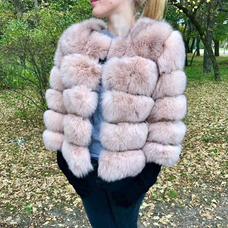 Пальто из натурального меха, короткое искусственное меховое пальто, мягкое теплое пальто из натурального Лисьего меха