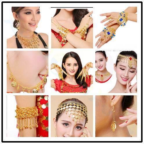 Pulsera de danza del vientre, accesorios de disfraces de danza egipcia, catenaria de mano de danza India, joyería de danza del vientre, pendiente, collar, accesorios