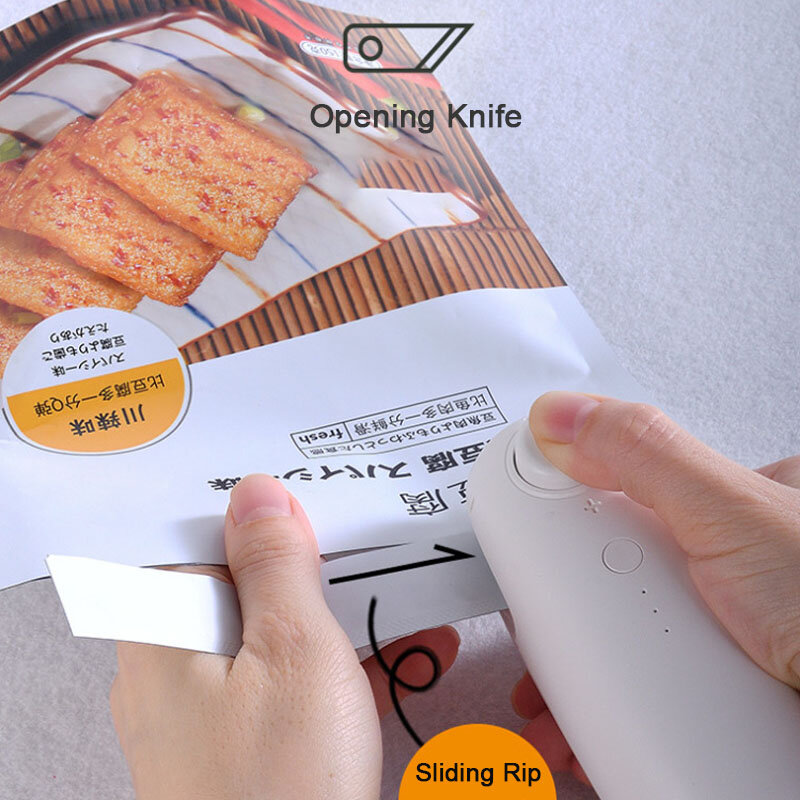 Portable Mini Food Bag Sealer USB Rechargeable Handheld Package Heat Sealing Machine Resealer for Snack Bag Storage Kitchen Tool