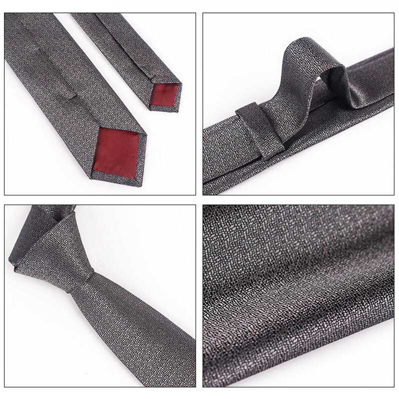 GUSLESON – ensemble cravate et mouchoir pour homme, 6cm, noir, mat, classique, solide, pour mariage, fête d'affaires, cadeau formel