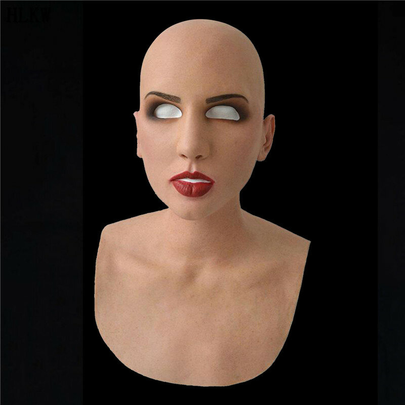 2021Newソフトラテックス現実的な女性のマスク日焼けマスクセクシーな女性スキン仮装マスクトランスジェンダーフルマスクロールプレイ