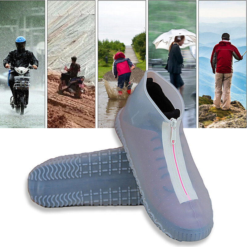 1 Pair 실리콘 휴대용 여행 액세서리 구두 커버 지퍼 장화 미끄럼 방지 방수 보호 발 착용 야외