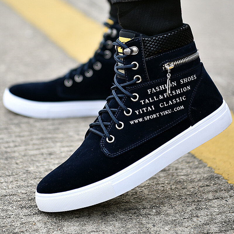 Ankle boots men sneakers  fashion lace-up solid winter shoes men snow boots warm fur flat with sneakers men breathable shoes