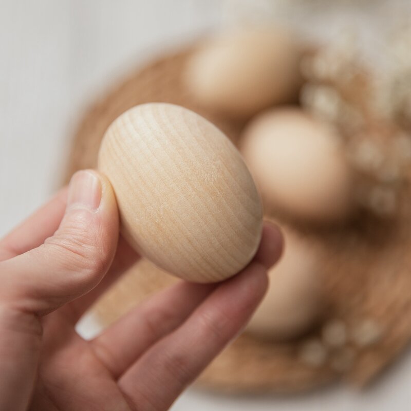 1 Buah Kayu Alami Simulasi Telur Mainan DIY Gambaran Tangan Telur Paskah Nama Dekorasi Kamar Anak Mainan Pendidikan Awal