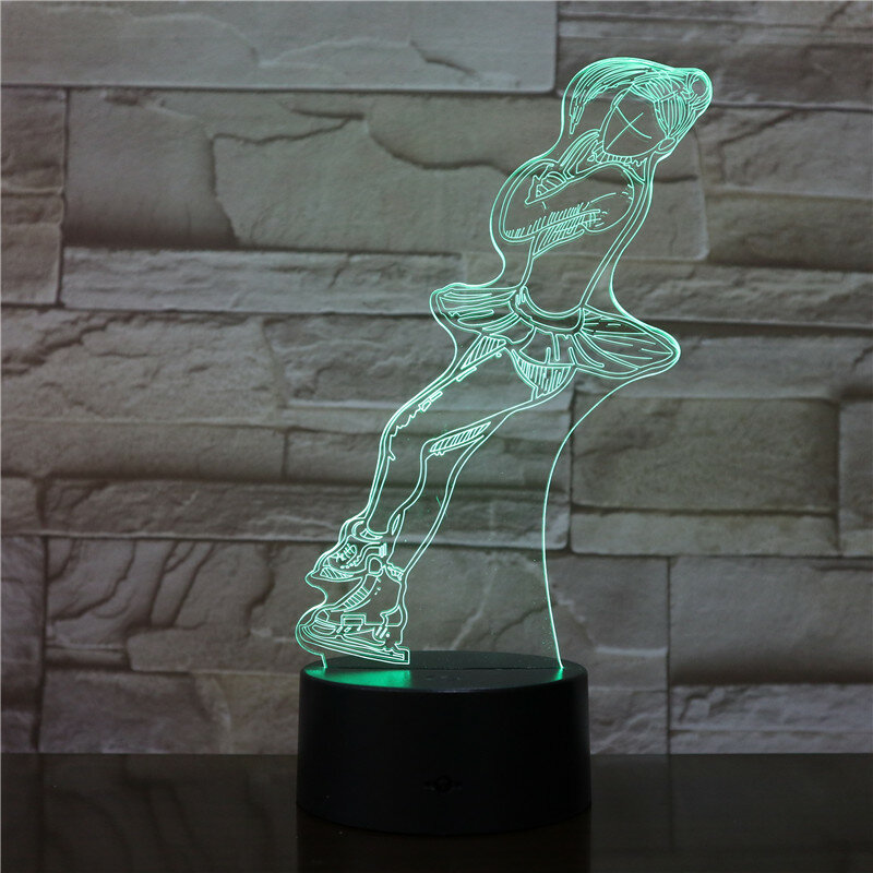 الإبداعية التزلج نموذج ثلاثية الأبعاد مصباح ليد أوهام 7 ألوان تغيير مصباح ليلة مكتب ضوء الطفل هدايا أعياد ميلاد للأطفال للديكور المنزل