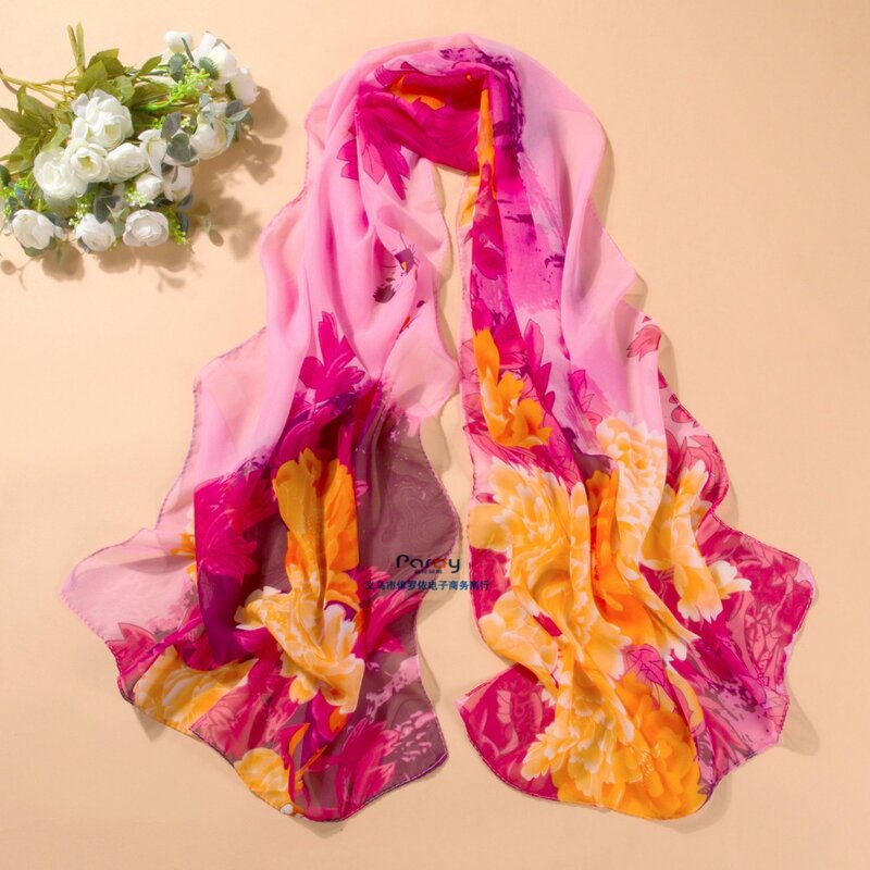 new arrival spring and autumn chiffon women scarf Print geometric pattern design long soft silk shawl