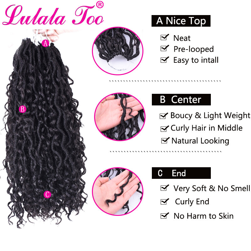 14" Goddess Faux Locs Crochet Braids Natural Ombre Synthetic Braiding Hair Extension 24 Stands/Pack