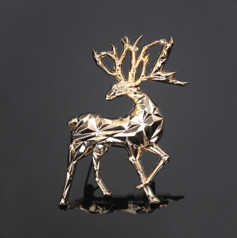 Broche de Animal de ciervo de Navidad chapado en oro para hombres y mujeres, ropa exquisita, accesorios versátiles