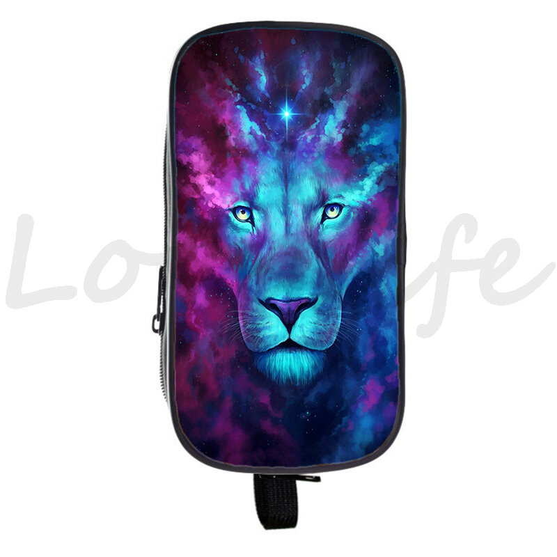 Lion Tiger Wolf Cosmetic Case Animal Pencil Cases Beautiful Pencil Bags Girls Boys School Supplies Kids Stationery Storage Pouch