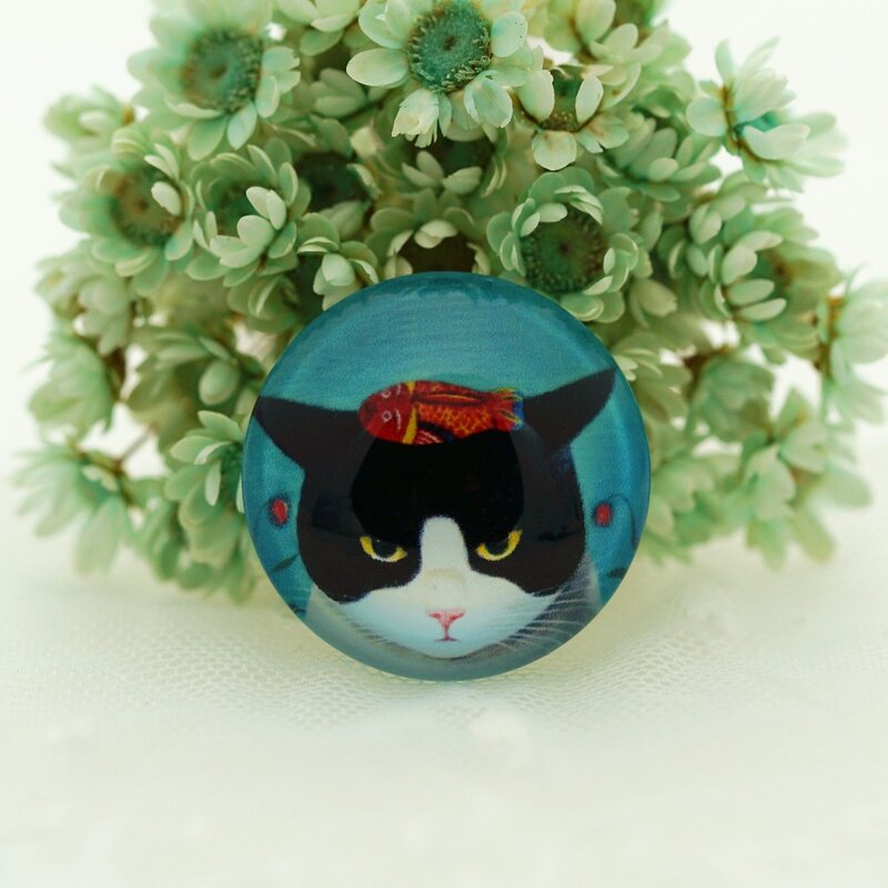 10PCS/lot Round 8MM-20MM Cute cat Glass Cabochons for women Jewelry making rings earrings hair pins base Cabochon craft supply