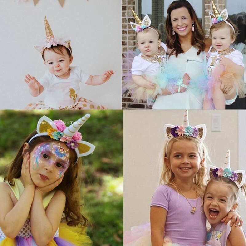 Diadema de unicornio para niña y mujer, accesorios para el cabello, bonitos accesorios para fotos, diademas florales decorativas para fiesta
