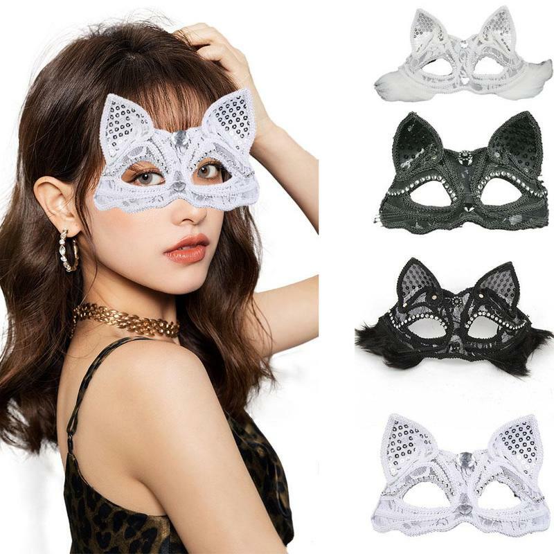 Sexy Party Women Mask Half  Lace Face Cover Masquerade Halloween Party Dress up Party Props Eye Mask Lace Up Half Fox Lace Mask