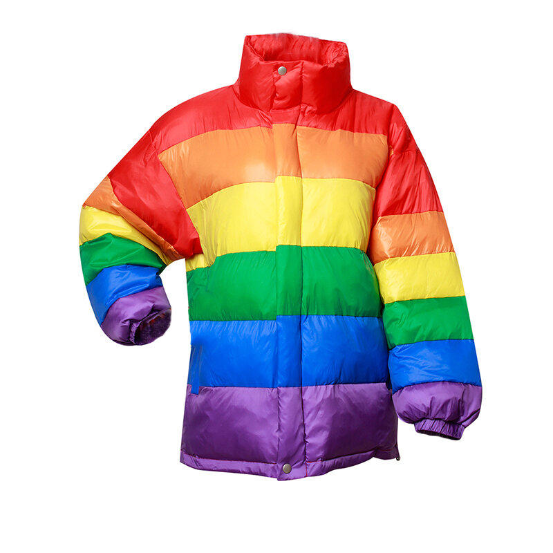 jaqueta puffer arco iris
